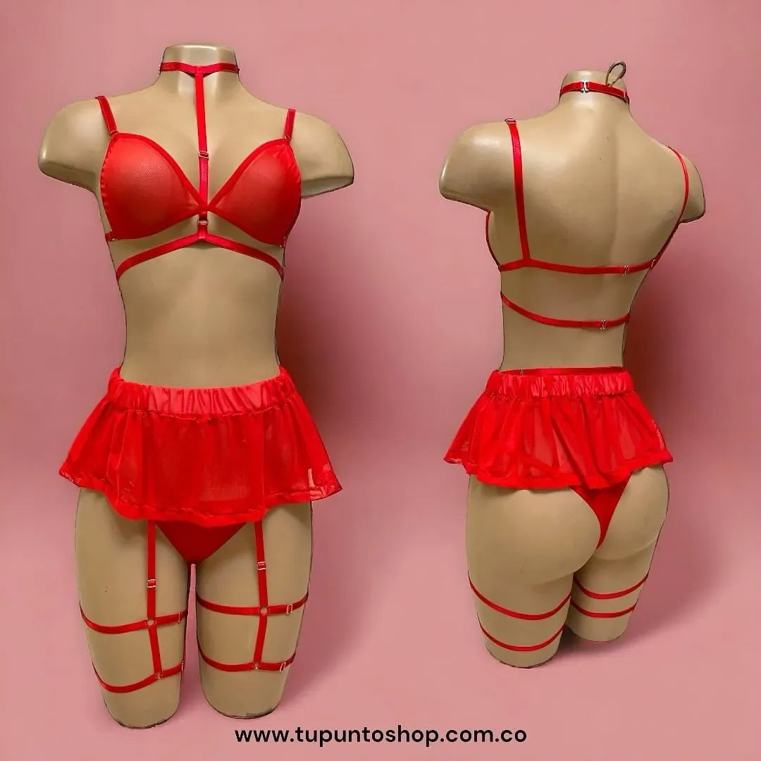 SET MALLA TEX ROJO