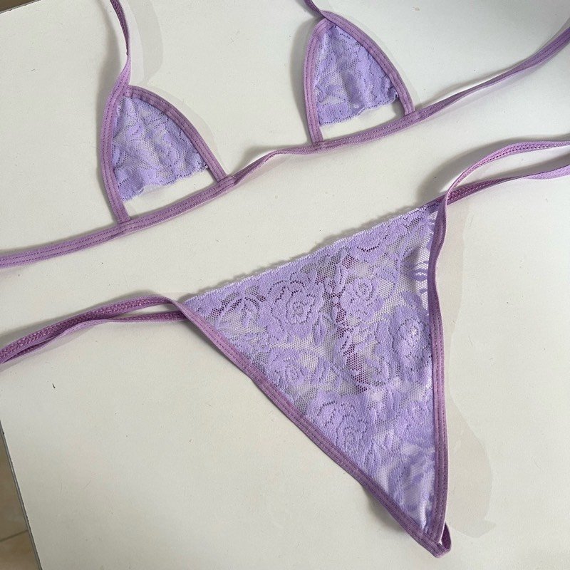 SET ENCAJE LILA