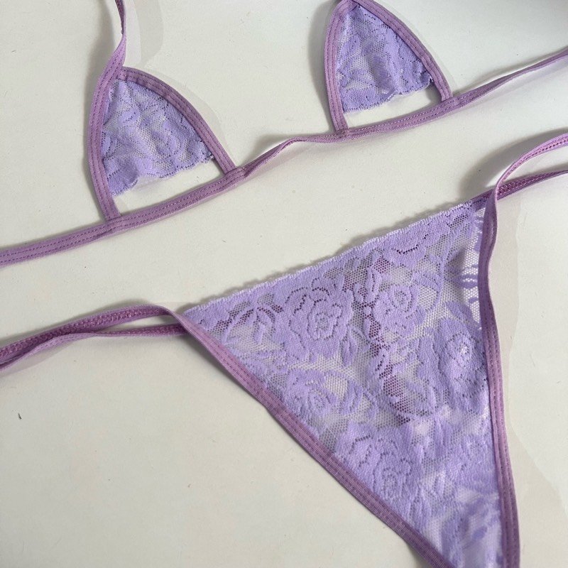 SET ENCAJE LILA