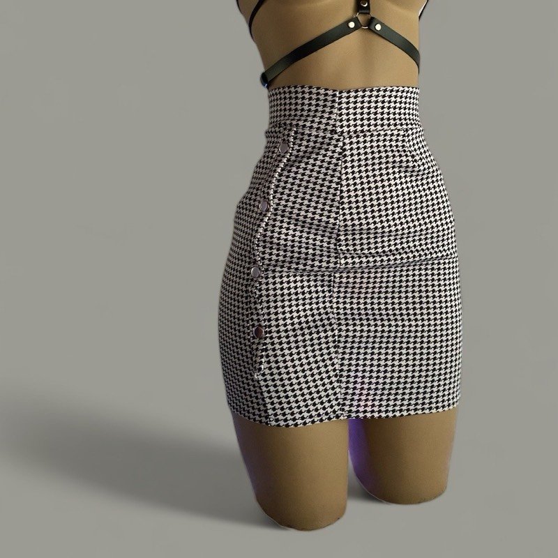 FALDA TUBO CUADRO B/N
